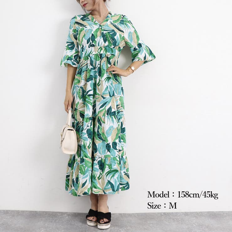 アナスイミニ　140  Vivid Floral 花柄ティアードワンピース Blooming Garden 総柄ワンピース | ANNA SUI mini
