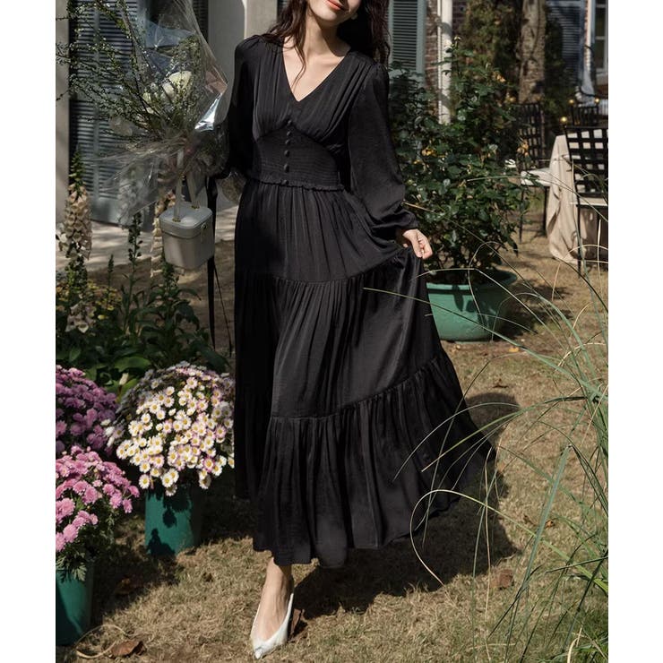 ティアードワンピースVネックロングワンピ | Miniministore | 詳細画像10 