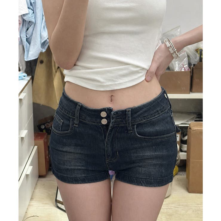 フラップポケットデニムショートパンツ美脚 | Miniministore | 詳細画像9 