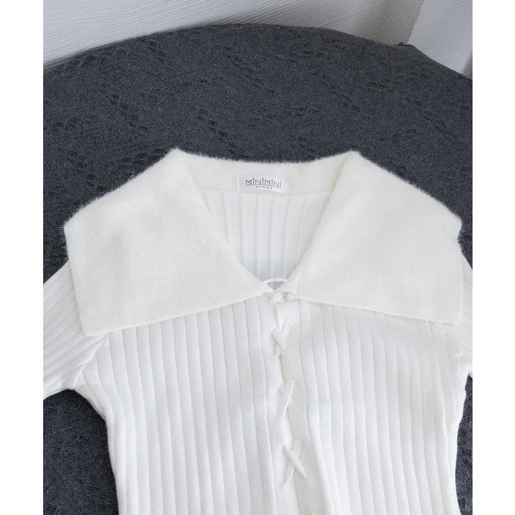 レースアップ リブニットトップス 着やせ | Miniministore | 詳細画像19 