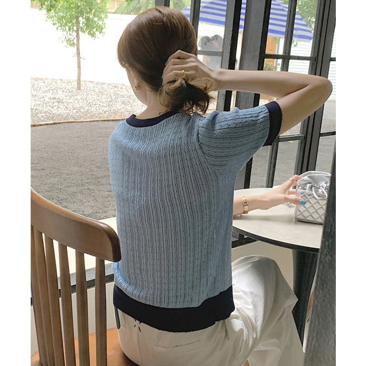 透かし編み 半袖サマーニット レディース | Miniministore | 詳細画像13 