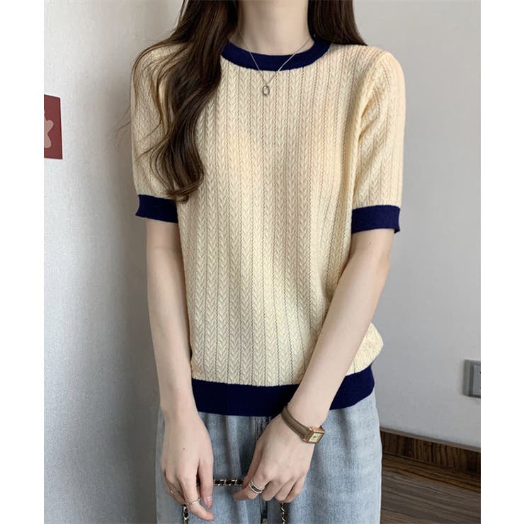 透かし編み 半袖サマーニット レディース | Miniministore | 詳細画像2 