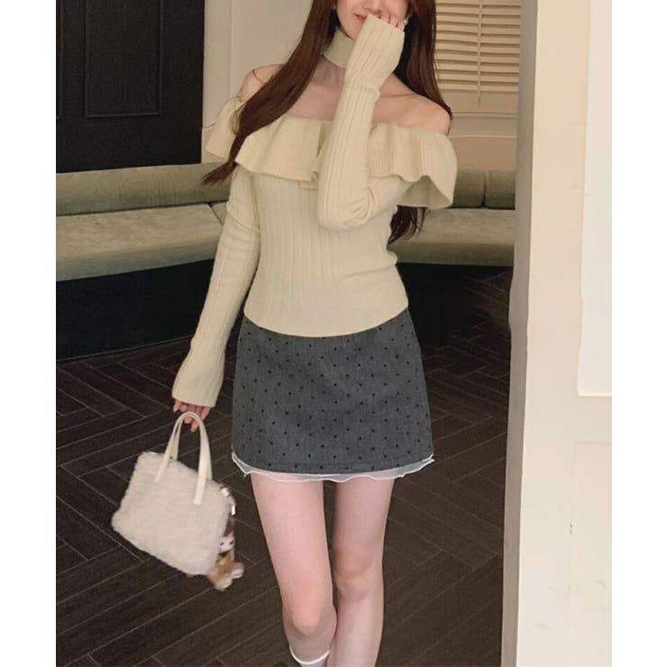 チョーカーネックニットトップスオフショル | Miniministore | 詳細画像9 