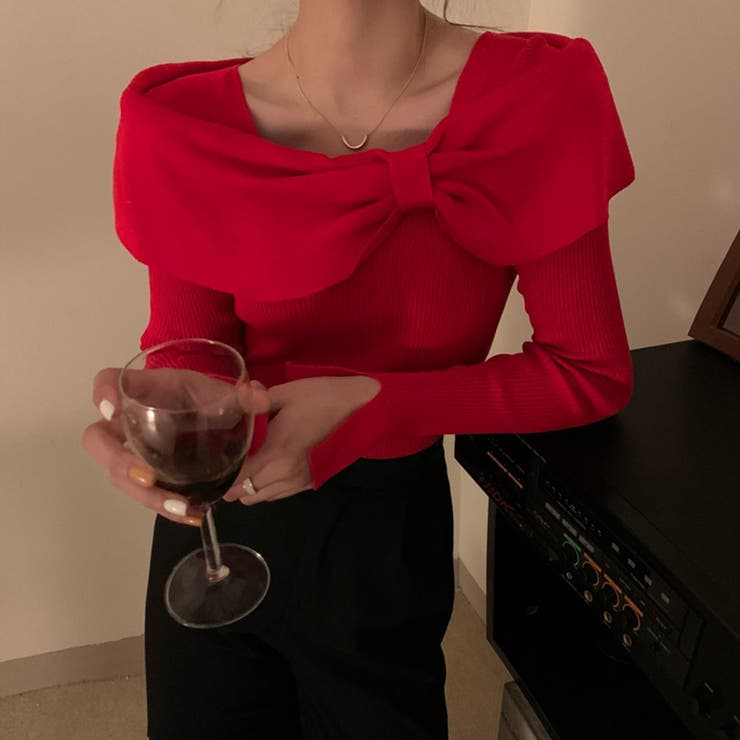 ビッグリボンニットトップスレディース秋冬 | Miniministore | 詳細画像11 