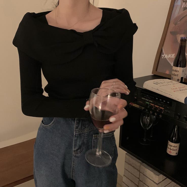 ビッグリボンニットトップスレディース秋冬 | Miniministore | 詳細画像5 