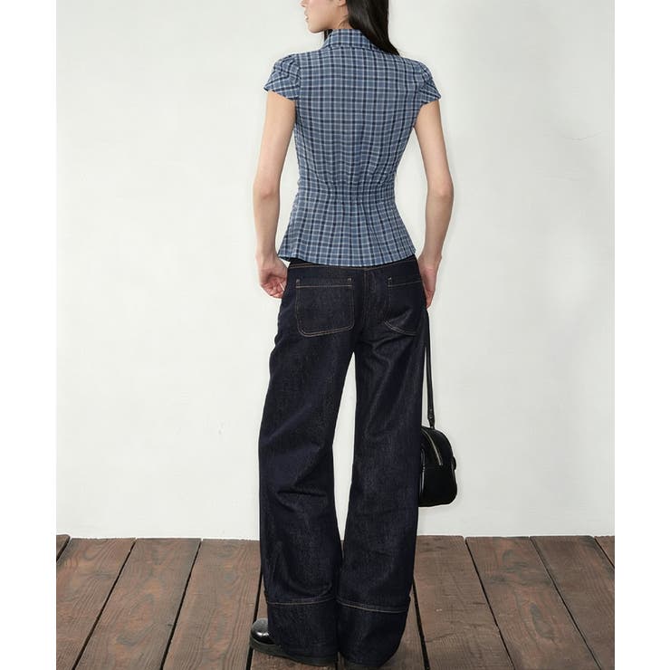 シャーリングブラウスチェック柄シャツ半袖 | Miniministore | 詳細画像16 