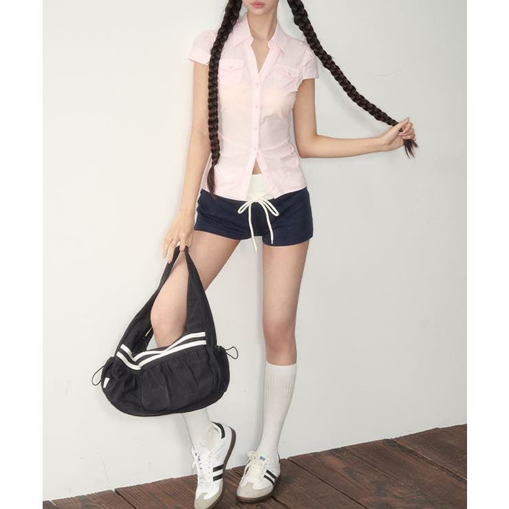 シャーリングブラウスチェック柄シャツ半袖 | Miniministore | 詳細画像21 