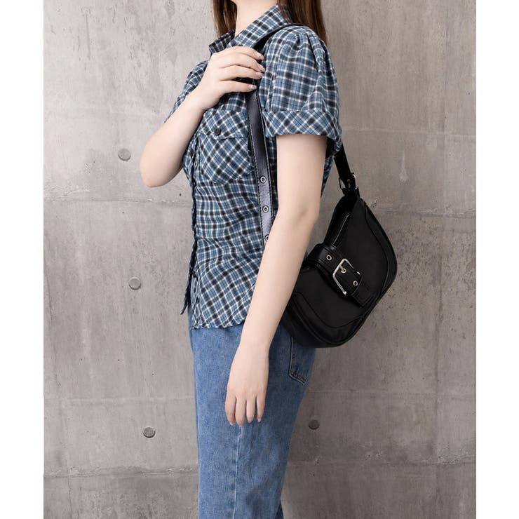 シャーリングブラウスチェック柄シャツ半袖 | Miniministore | 詳細画像28 