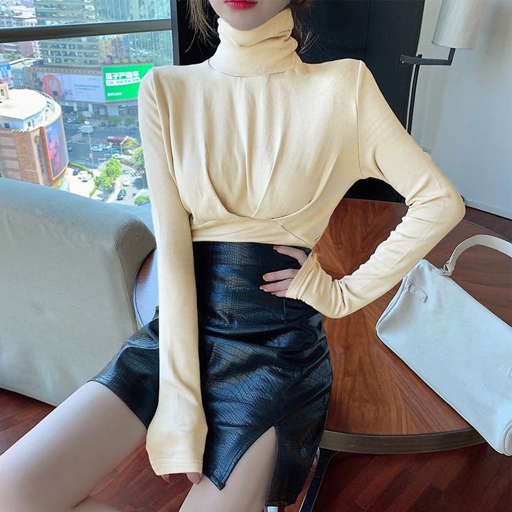 タートルネックトップスカットソー韓国風 | Miniministore | 詳細画像9 