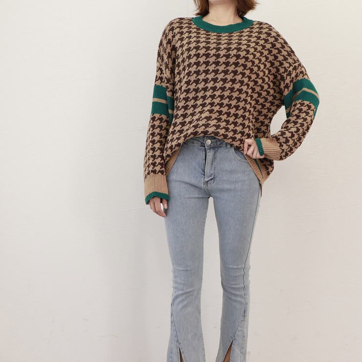 千鳥柄ニットトップス 秋冬長袖韓国ニット | Miniministore | 詳細画像16 
