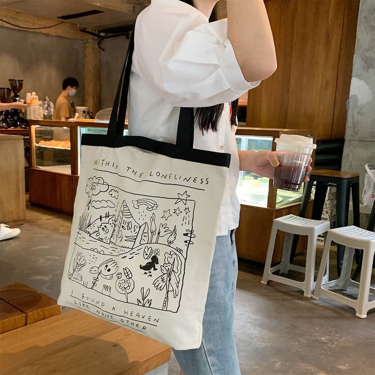 ロゴキャンバス トートバッグ レディース[品番:AGCW0003642 ロゴキャンバス トートバッグ レディース[品番:AGCW0003642