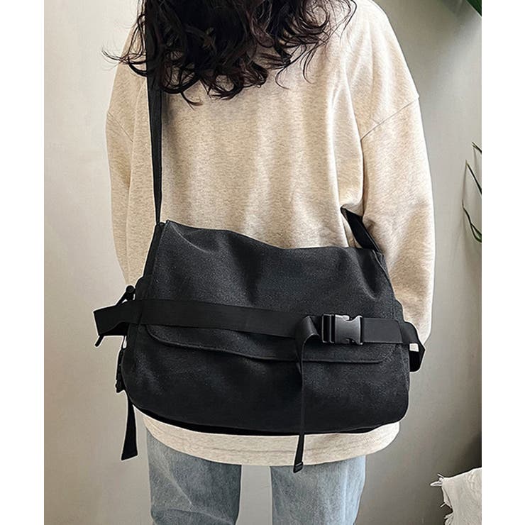 ブラック | ビッグキャンバスショルダーバッグ 大容量 | Miniministore