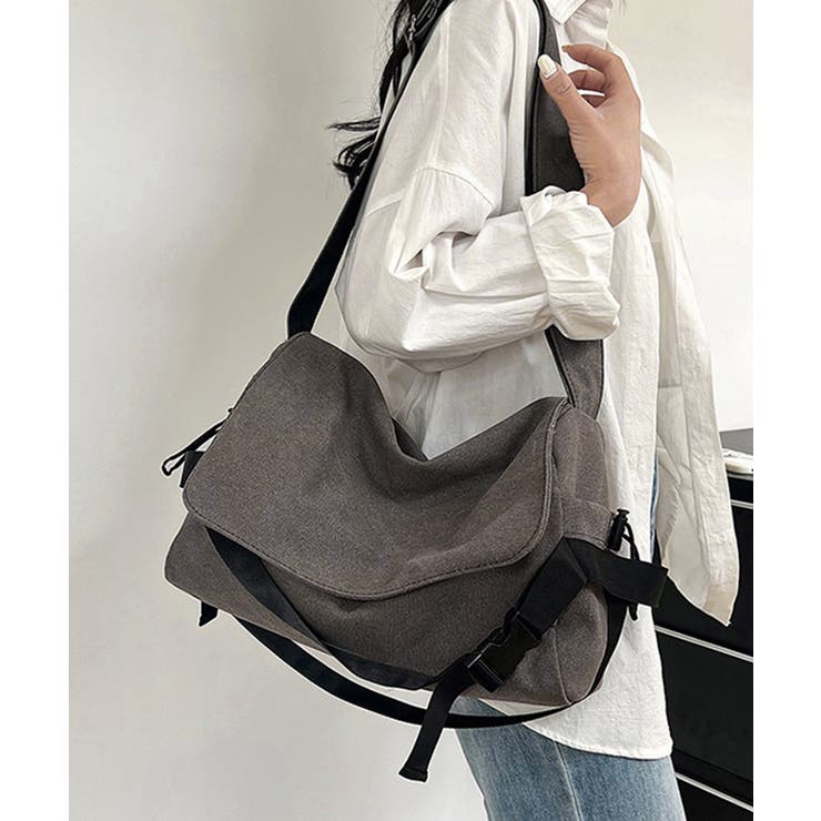 グレー | ビッグキャンバスショルダーバッグ 大容量 | Miniministore