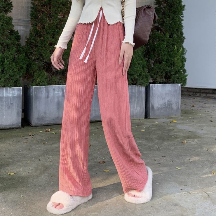 桃色 | セミワイドパンツハイウエストロングパンツ | Miniministore