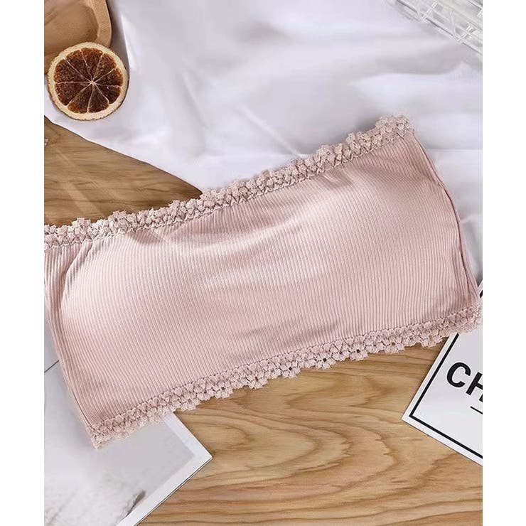 ピンク | カップ付きインナー ズレ落ちない レースチューブトップ | SUNSHINE CLOSET