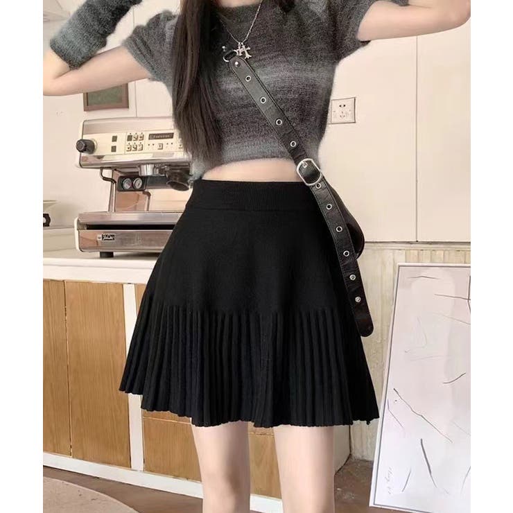 ブラック | プリーツミニスカートニットスカート 秋冬 | Miniministore