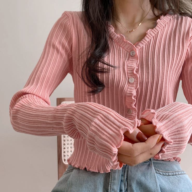 ピンク | ウェーブニットカーディガン レディース | Miniministore