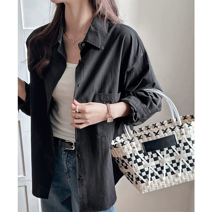 ブラック | シャツレディースオーバーサイズ長袖シャツ | Miniministore