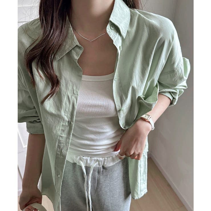 ミント | シャツレディースオーバーサイズ長袖シャツ | Miniministore