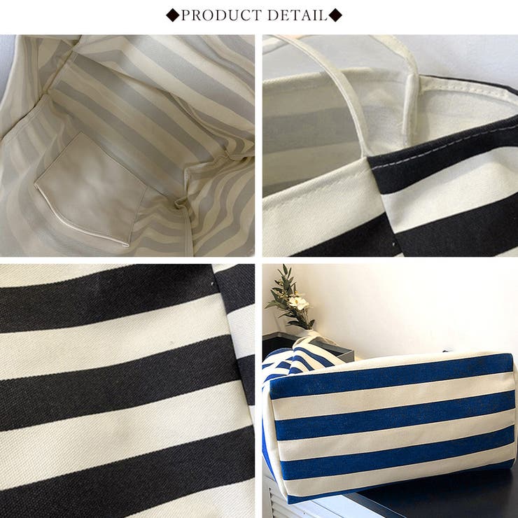 ボーダーキャンバストートバッグa4大容量 | Miniministore | 詳細画像4