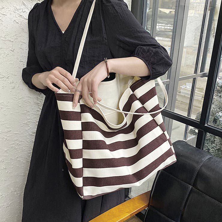 ボーダーキャンバストートバッグa4大容量 | Miniministore | 詳細画像9