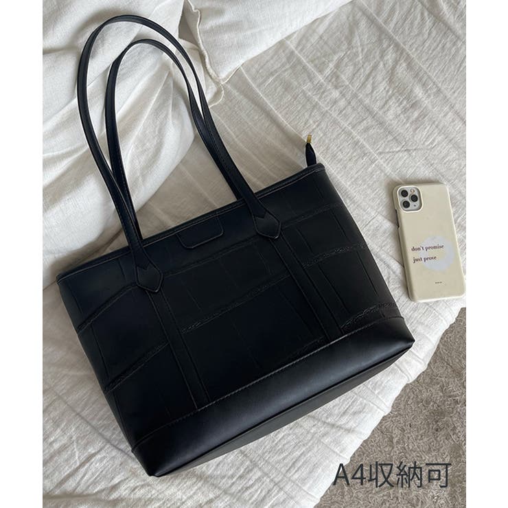 ZIP付きPUトートバッグ 大容量かばん | Miniministore | 詳細画像6 