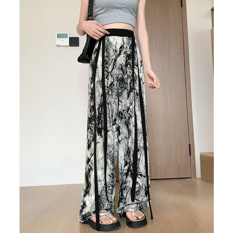 総柄ワイドパンツレディースウエストリボン | Miniministore | 詳細画像5 