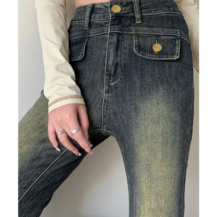 レトロ セミフレアデニムパンツレディース | Miniministore | 詳細画像14 