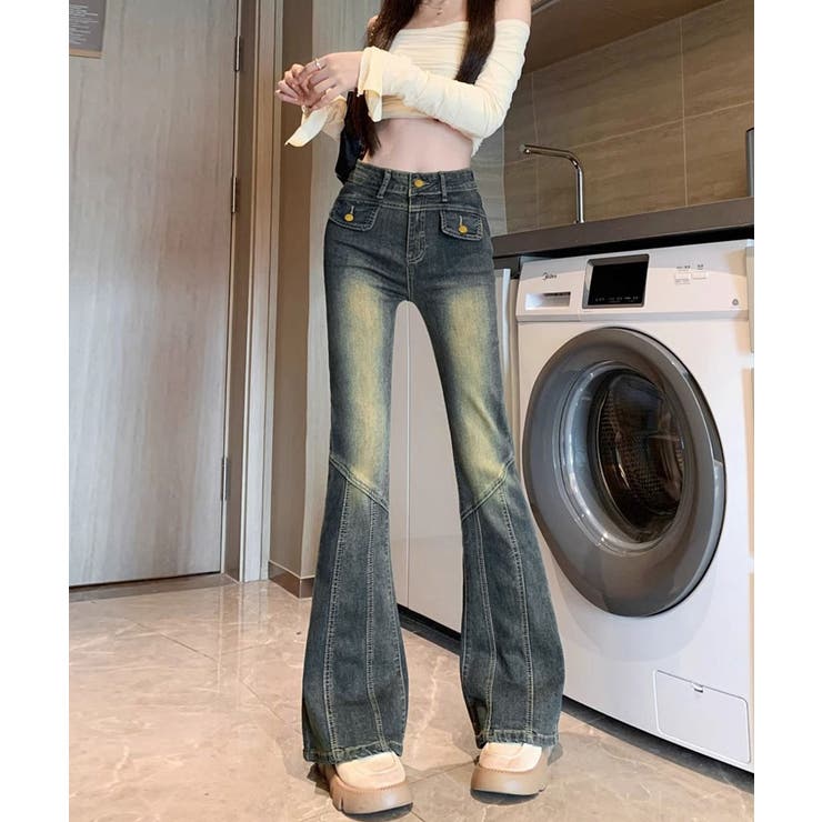 レトロ セミフレアデニムパンツレディース | Miniministore | 詳細画像2 