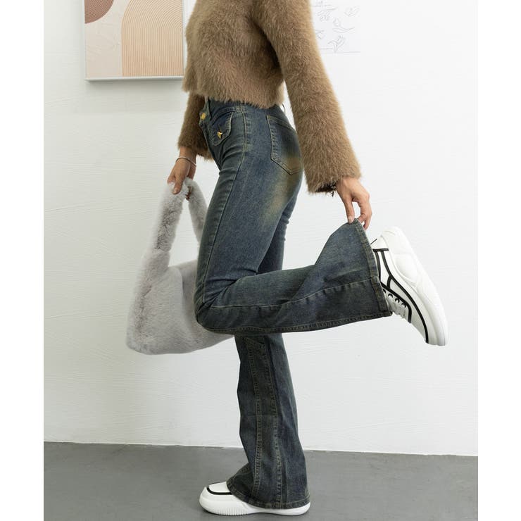 レトロ セミフレアデニムパンツレディース | Miniministore | 詳細画像20 