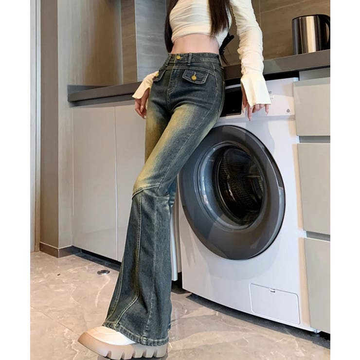 レトロ セミフレアデニムパンツレディース | Miniministore | 詳細画像4 