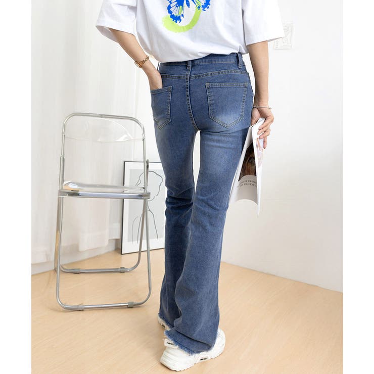 セミフレアデニムパンツ美脚フリンジパンツ | Miniministore | 詳細画像20 