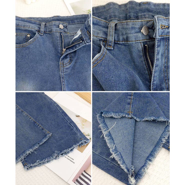 セミフレアデニムパンツ美脚フリンジパンツ | Miniministore | 詳細画像24 