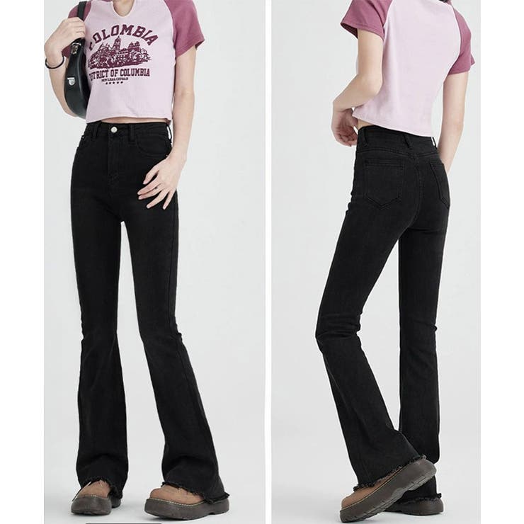 セミフレアデニムパンツ美脚フリンジパンツ | Miniministore | 詳細画像6 