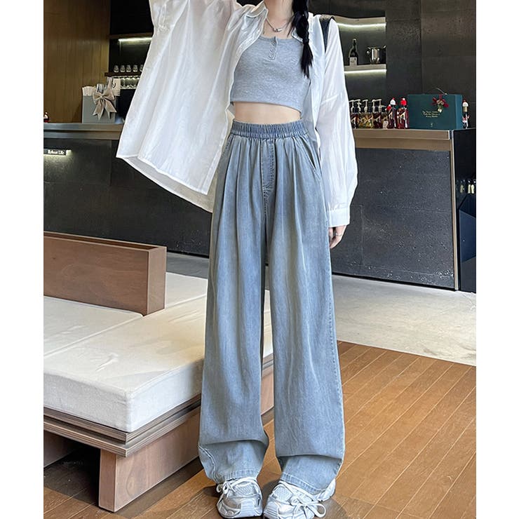 美脚デニム風ワイドパンツタック入りパンツ | Miniministore | 詳細画像11 