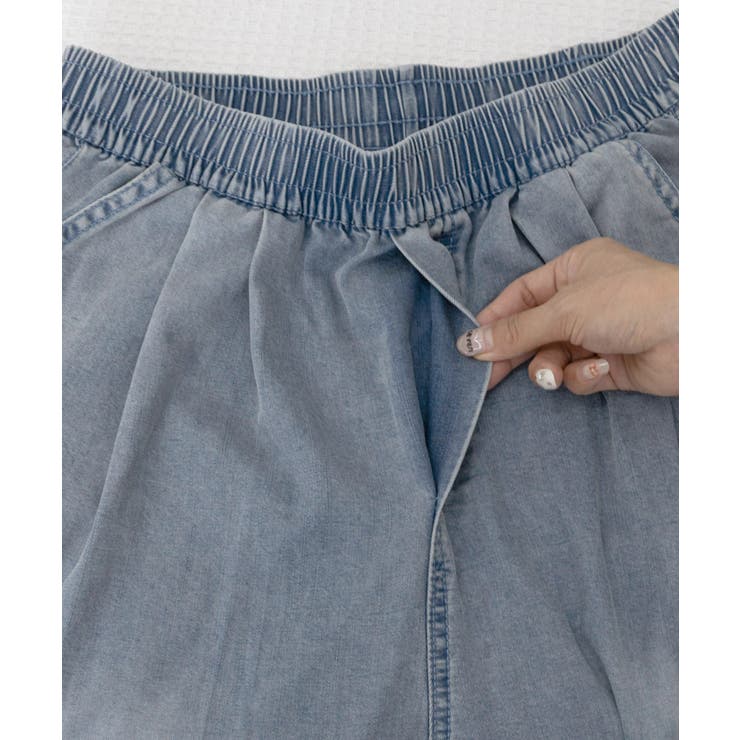 美脚デニム風ワイドパンツタック入りパンツ | Miniministore | 詳細画像23 