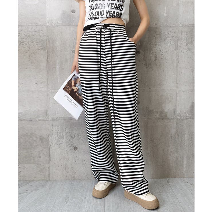 リラックスボーダーパンツウエスト紐韓国風 | Miniministore | 詳細画像12 