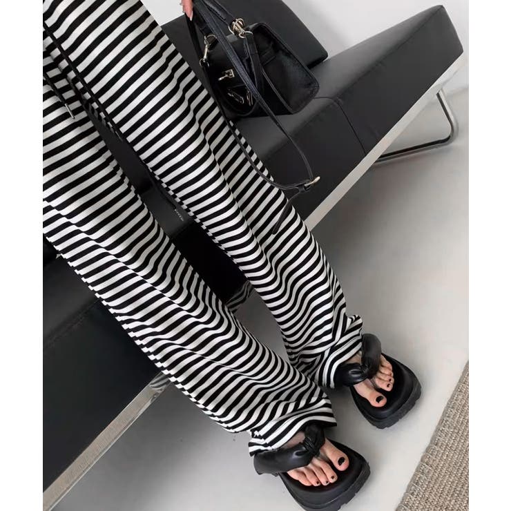 リラックスボーダーパンツウエスト紐韓国風 | Miniministore | 詳細画像8 