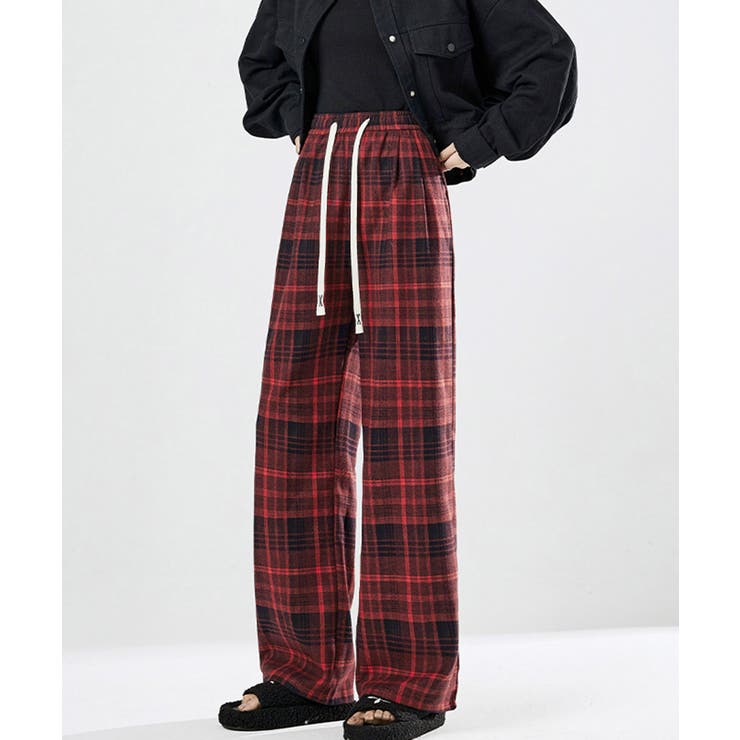 チェック柄パンツハイウエストワイドパンツ | Miniministore | 詳細画像20 