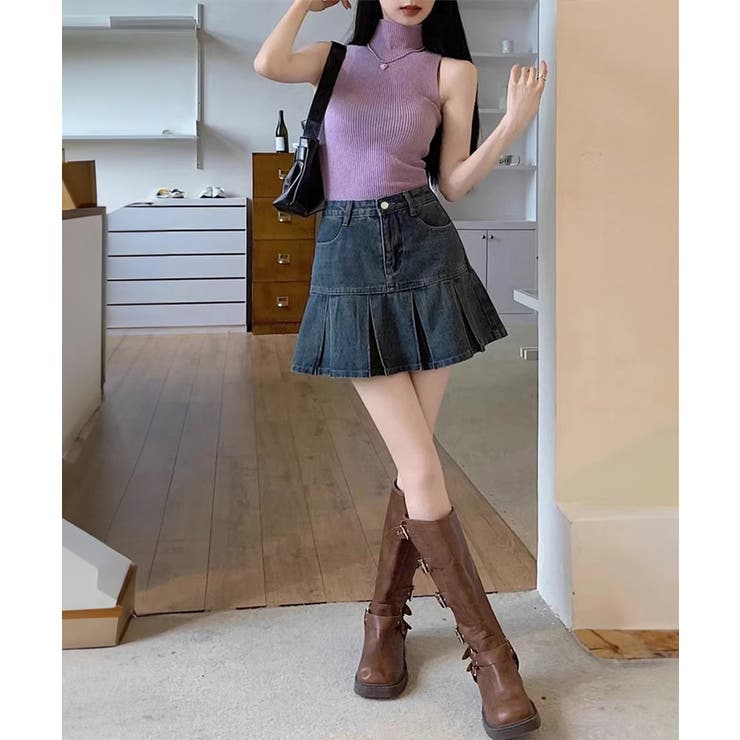 プリーツデニムスカートミニスカート韓国風 | Miniministore | 詳細画像11 