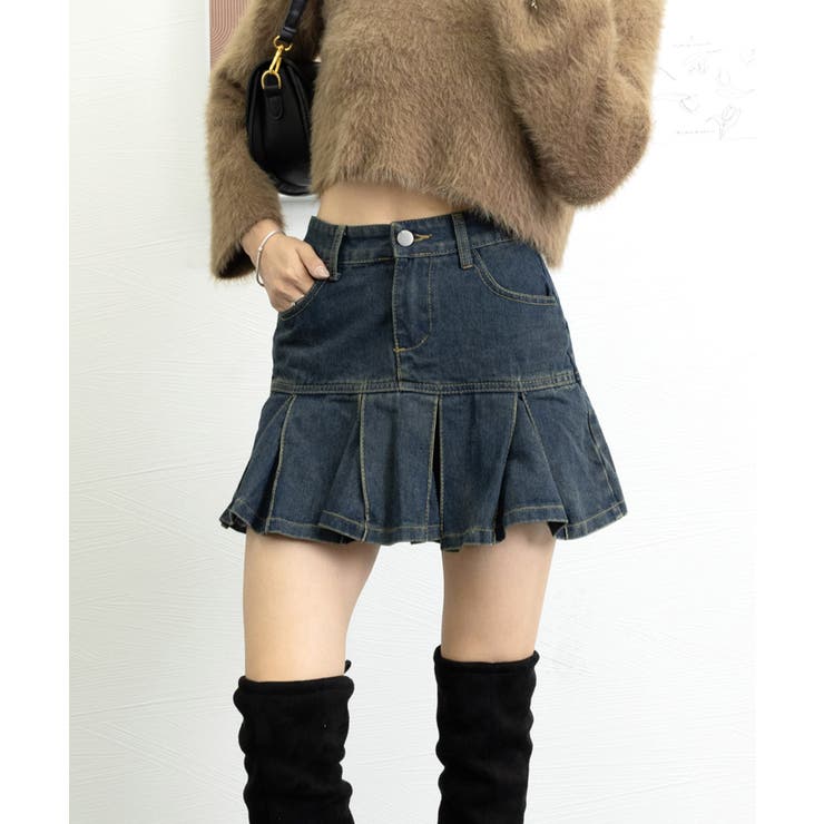 プリーツデニムスカートミニスカート韓国風 | Miniministore | 詳細画像14 