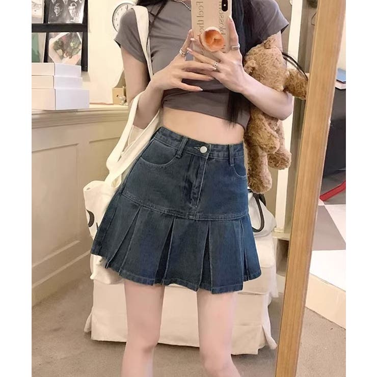 プリーツデニムスカートミニスカート韓国風 | Miniministore | 詳細画像5 