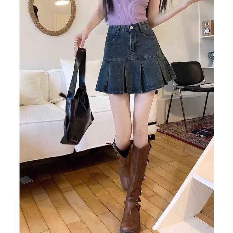 プリーツデニムスカートミニスカート韓国風 | Miniministore | 詳細画像7 