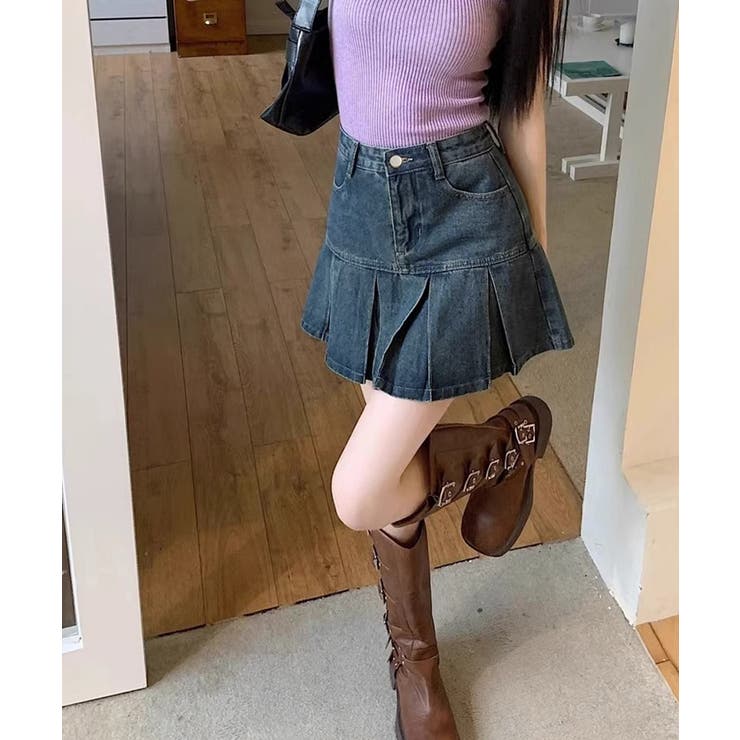 プリーツデニムスカートミニスカート韓国風 | Miniministore | 詳細画像9 