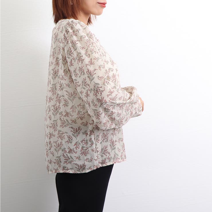 襟フリル シースルー 花柄ブラウス  女性[品番：II000007508]｜Miniministore（ミニミニストア）のレディースファッション通販｜SHOPLIST（ショップリスト）