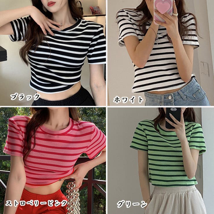 リブ編みニットレディースボーダーTシャツ | Miniministore | 詳細画像2 
