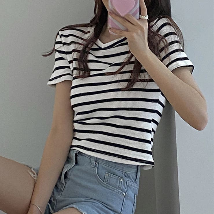 tシャツ Border mini top レディース miniministore Tシャツ レディース トップス 重ね着風【ゆう