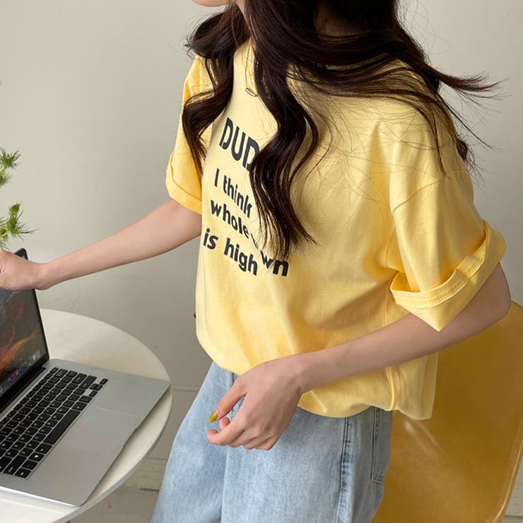 英字ロゴプリント半袖Tシャツスリット入り | Miniministore | 詳細画像10 