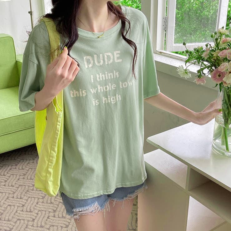 英字ロゴプリント半袖Tシャツスリット入り | Miniministore | 詳細画像13 