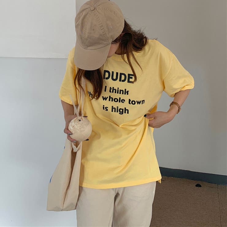 英字ロゴプリント半袖Tシャツスリット入り | Miniministore | 詳細画像9 